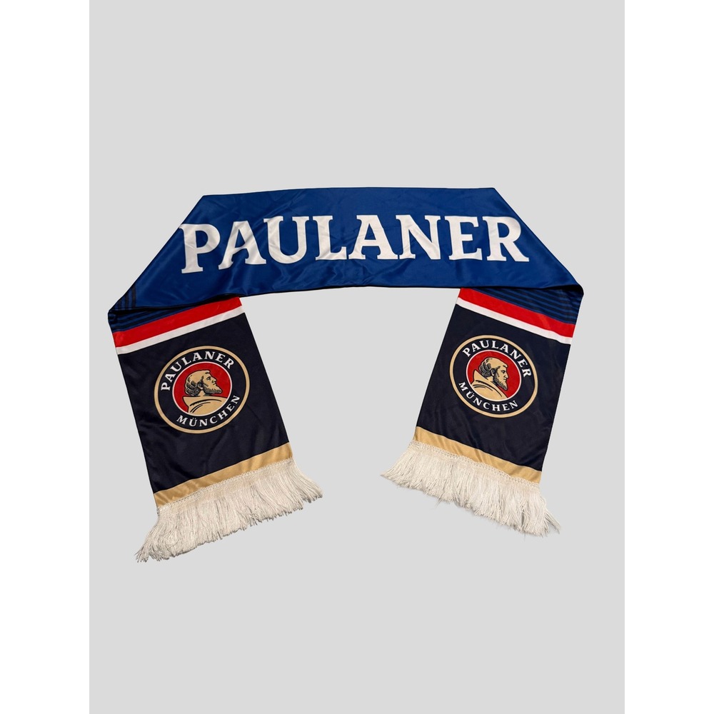 Paulaner Munchen Brewery Scarf Blue Black White Fringe Oktoberfest Beer Promo